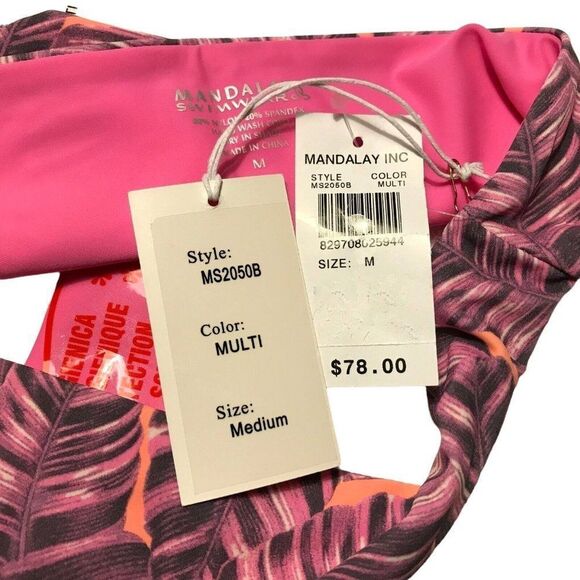 Mandalay Palm Leaf Print Hipster Bikini Bottom Size Medium NEW - Picture 3 of 3